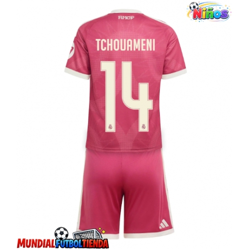 Camiseta Real Madrid Aurelien Tchouameni #14 Tercera Equipación Replica 2026-27 para niños mangas cortas (+ Pantalones cortos)
